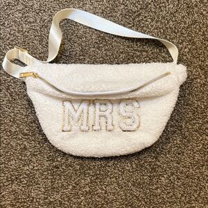 Bridal White Fanny Pack with Gold Accents